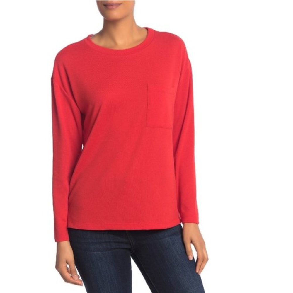 Sanctuary Crew Neck Pocket Pullover Sweatshirt
